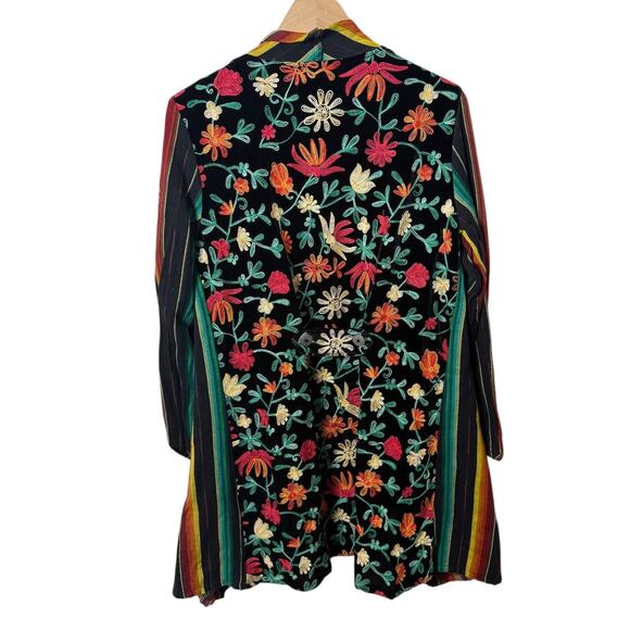 Silverado Striped Open Front Cardigan Floral Embroidered Southwestern Small - Picture 6 of 9
